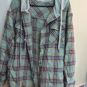 Plaid Hooded Shirt Jacket